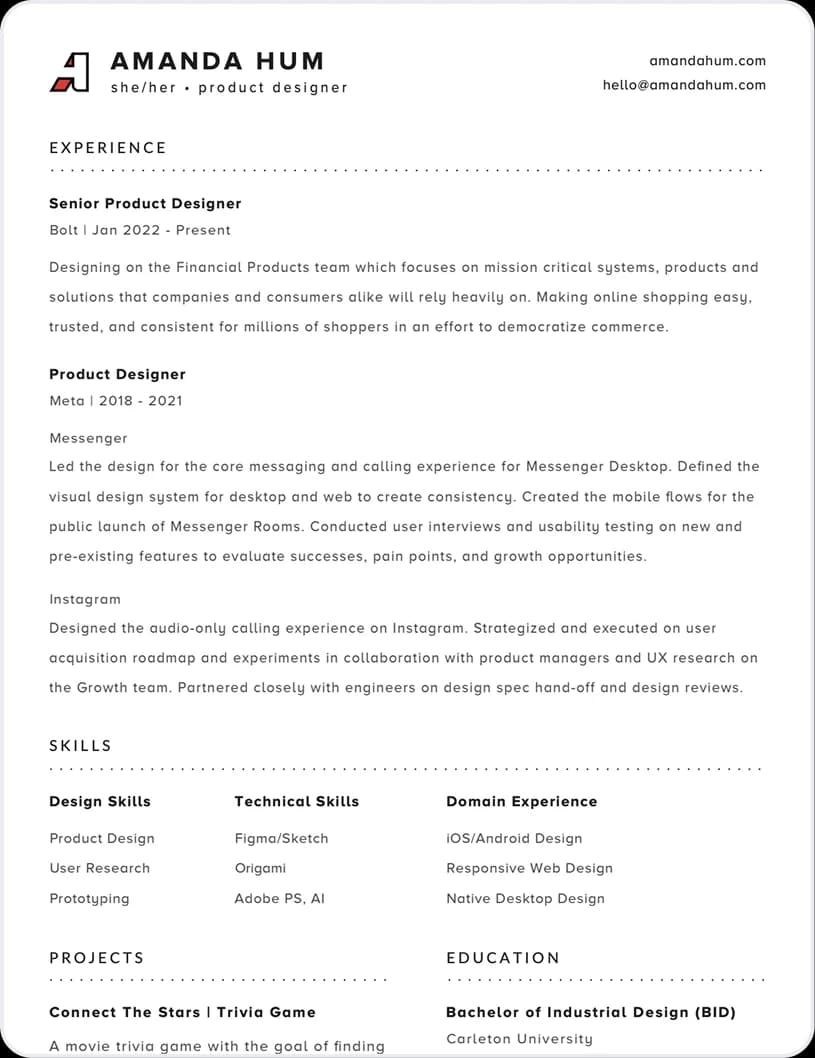 Minimal resume template