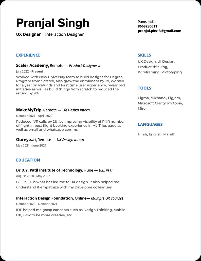 Professional resume template